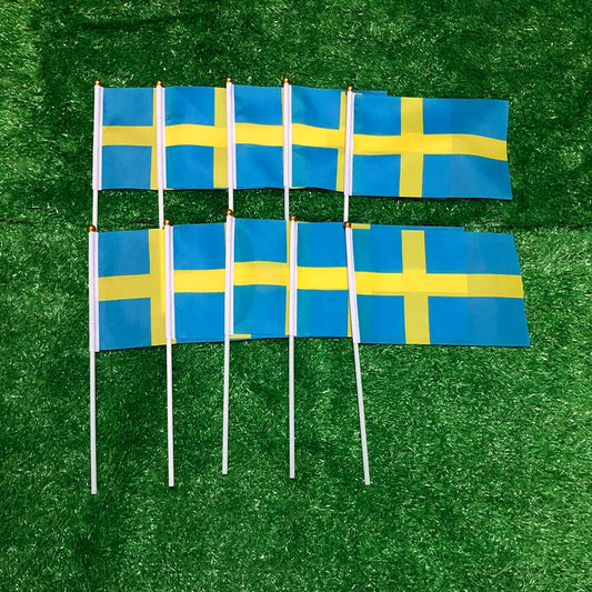SKY FLAG Sweden hand flag 14x21cm polyester double side penetration Sweden Swedish hand Flag for decoration