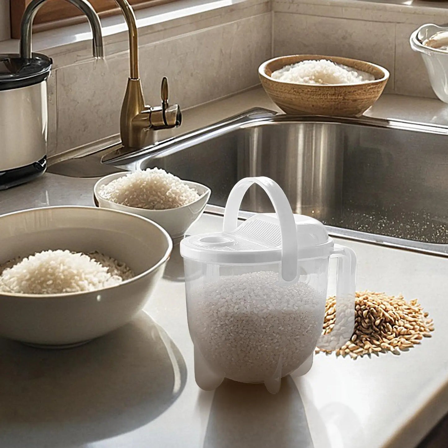 Kitchen Free Hand Washing Washing Rice Washing Vegetables Fruit and Vegetable Drain Basket Plastic Counter Flow Rice Washer