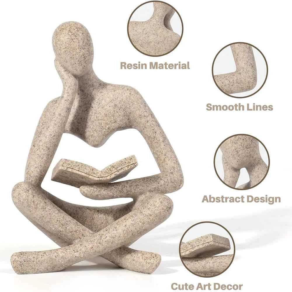 Bookshelf Decor Home Decor - Person Who is Thinking Abstract Thinker Sculpture Figurine Statue Resin Modern Reading Decoration