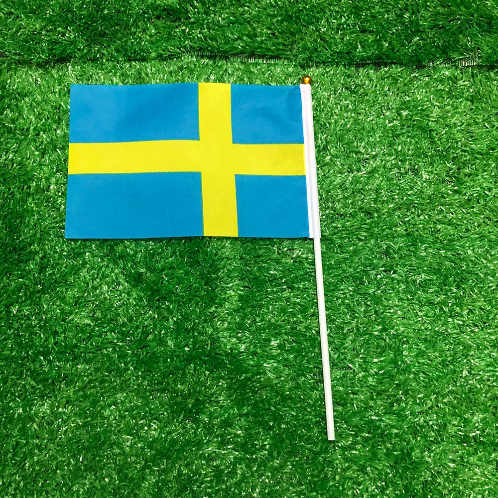 SKY FLAG Sweden hand flag 14x21cm polyester double side penetration Sweden Swedish hand Flag for decoration