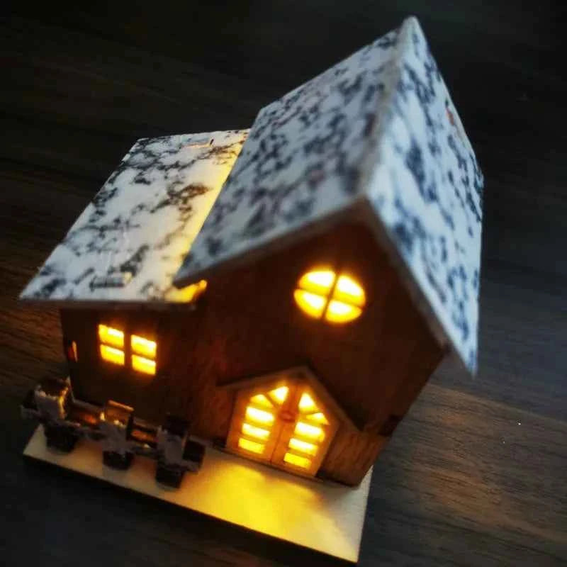 1pc Luminous Wooden House Ornaments, Christmas Decorations, Luminated LED Wooden Christmas Houses Christmas Tabletop Decorations