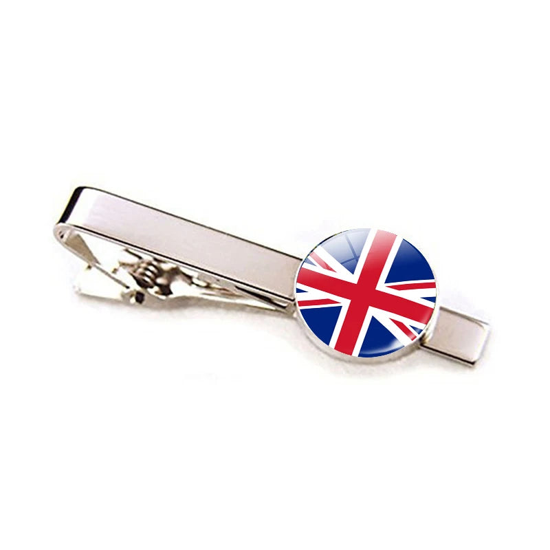 Europe Countries National Flag Tie Clips Men Fashion Metal Tie Bar Clip Spain UK France Italy Poland Flag Pins