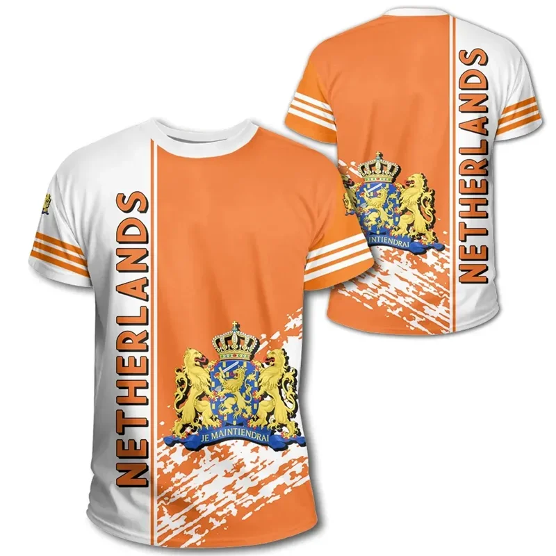 NETHERLANDS Flag 3D Print Sport Quick-dry Breathable Men Women T-Shirt Outdoor Football Uniform Team Training Fan Short-sleeve