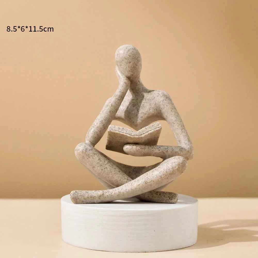 Bookshelf Decor Home Decor - Person Who is Thinking Abstract Thinker Sculpture Figurine Statue Resin Modern Reading Decoration