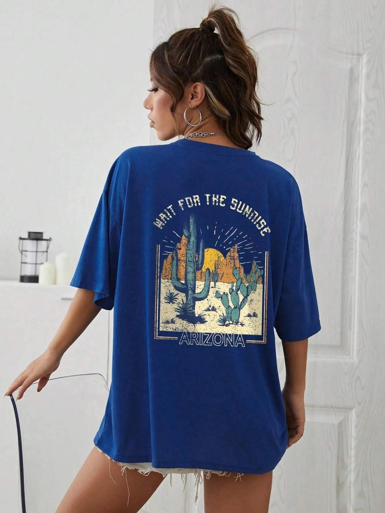 Wait For The Sunrise Print OVERSIZED T-SHIRT