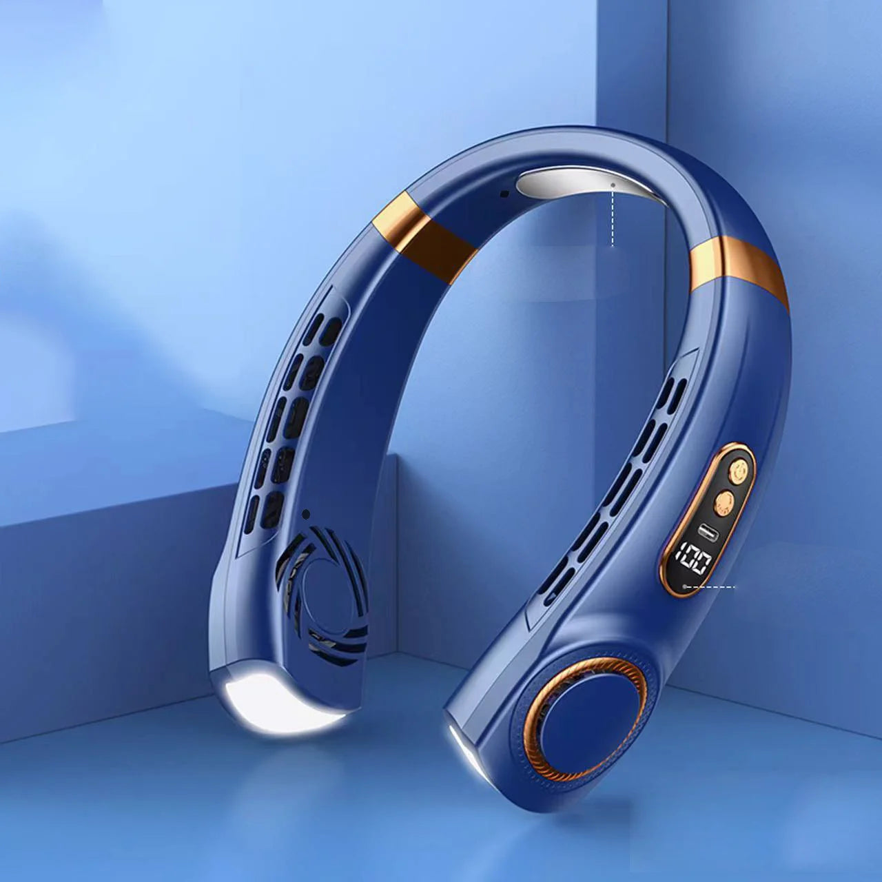 Neck Fan, Portable Bladeless Fan, 4000mAh Battery USB Rechargeable, LED Display, 360 °   Cooling Wearable Personal Fan, 3 Speeds