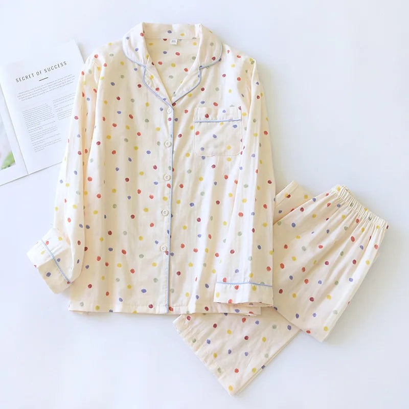 2026 kimono femme maple leaf pajama sets women 100% gauze cotton long sleeve casual sleepwear women pyjamas autumn hot sale