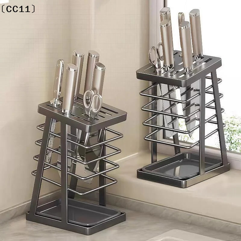 Kitchen Utensils Storage Holder Square Space Saving Cutting Tool Storage Rack Countertop Drainage Plating Multifunctional〔CC11〕
