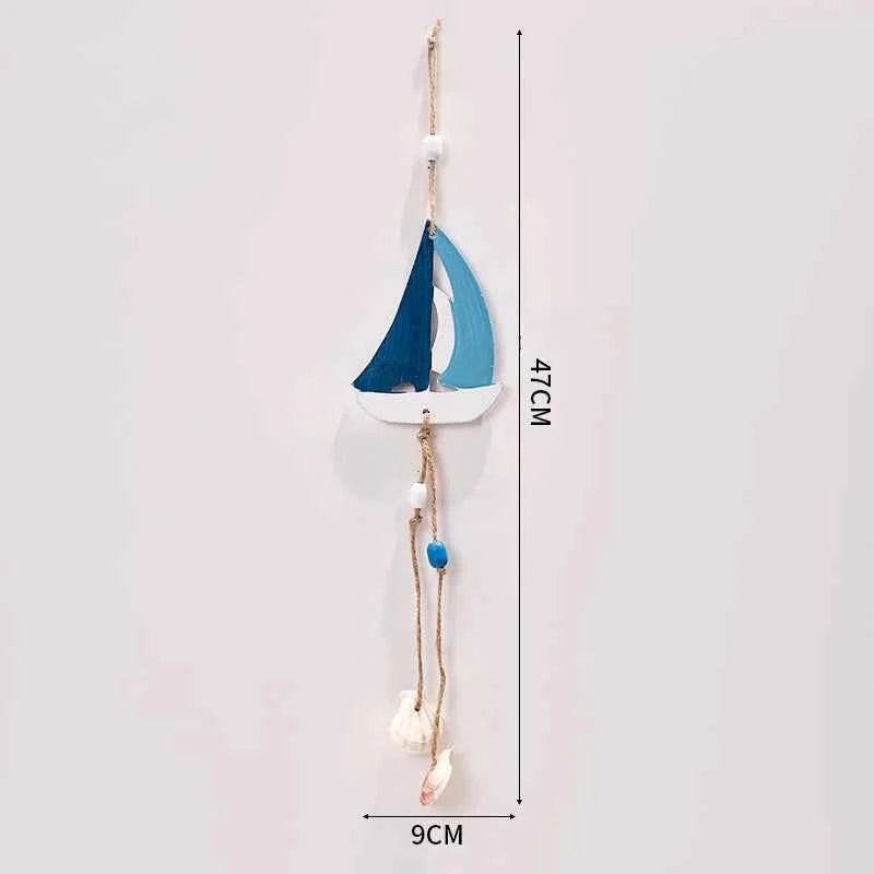 Mediterranean Style Decorative Ornaments Artistic Home Background Kindergarten Wall Hanging Lighthouse Sailboat Wooden Crafts