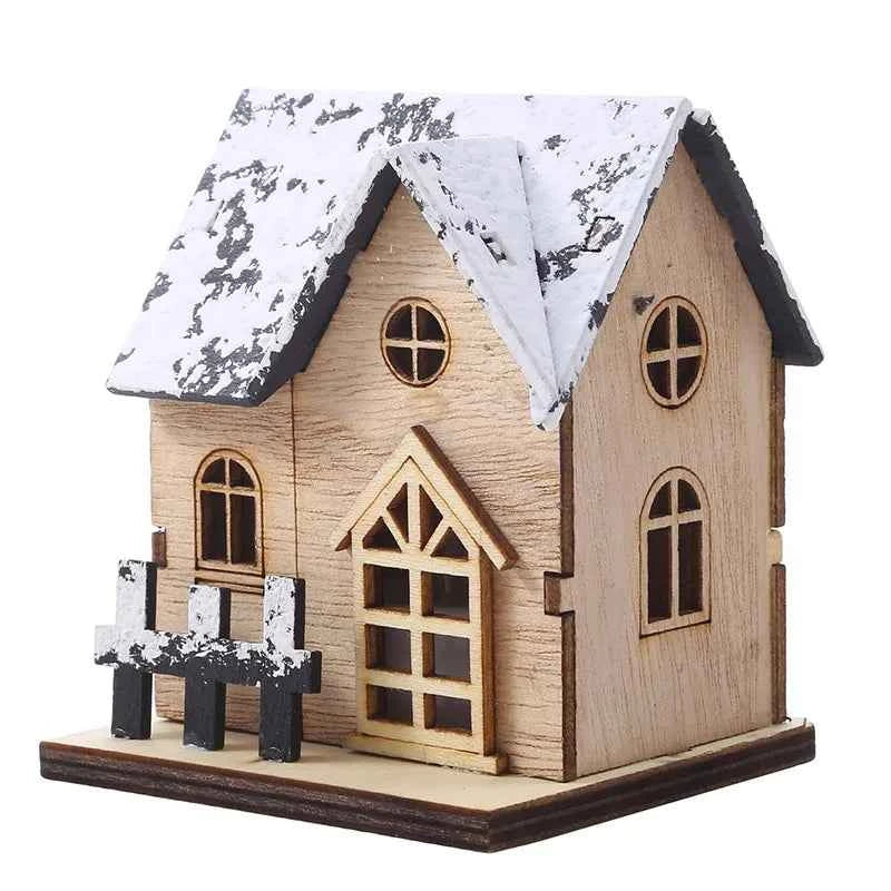 1pc Luminous Wooden House Ornaments, Christmas Decorations, Luminated LED Wooden Christmas Houses Christmas Tabletop Decorations
