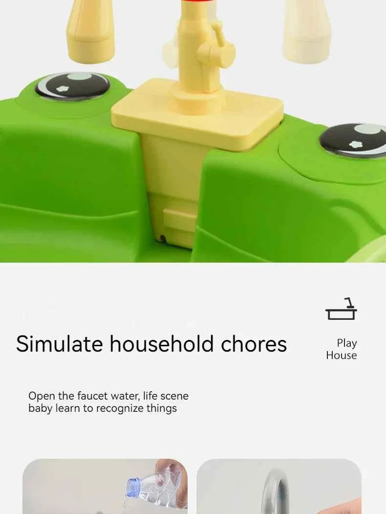 Toy Kitchen Set for Toddlers with Electric Circulating Water, Dishwasher Sink, Imaginative Pretend Play for Kids Boys Girls Ages