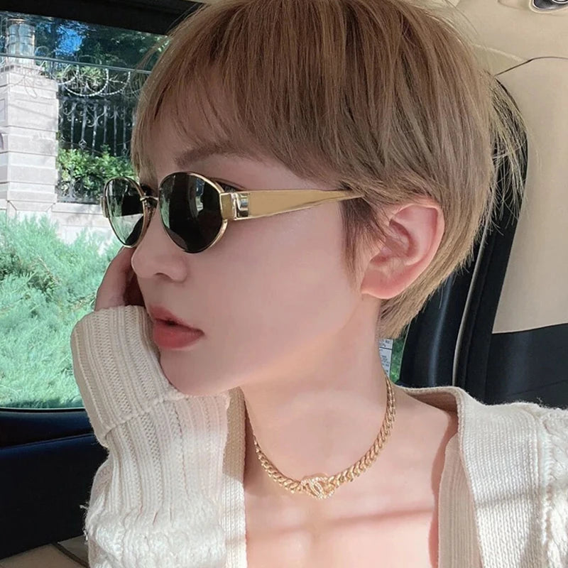 New Sunglasses For Women And Men Sun Glasses Alloy Oval Eyewear