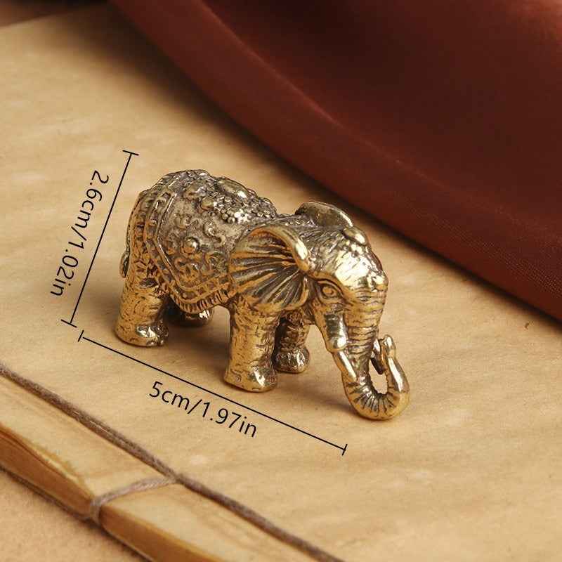 Antique Bronze Minature Elephant Figurines Tea Pet Table Ornament Decorations Solid Copper Animal Crafts Home Decor Living Room