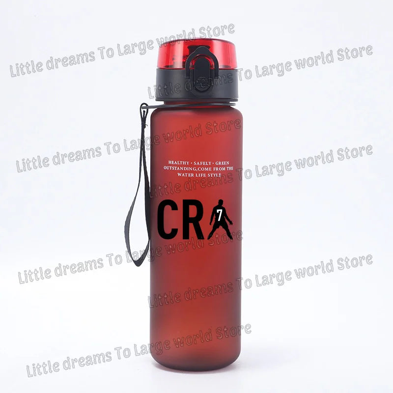 Football Cristiano Ronaldo Water Cup Portable 650ml Large Capacity Sports Plastic Drinking Bottle with Handle for Children Adult