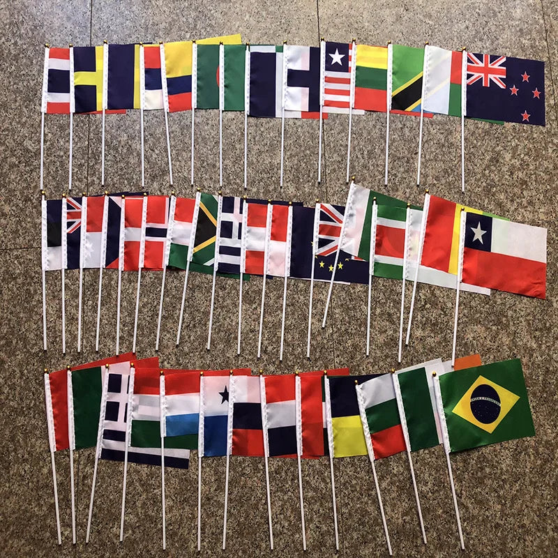 Netherlands Flags Small Stick Dutch Nederlands 14x21cm Polyester Handheld National Netherlandish Flag With Flagpole