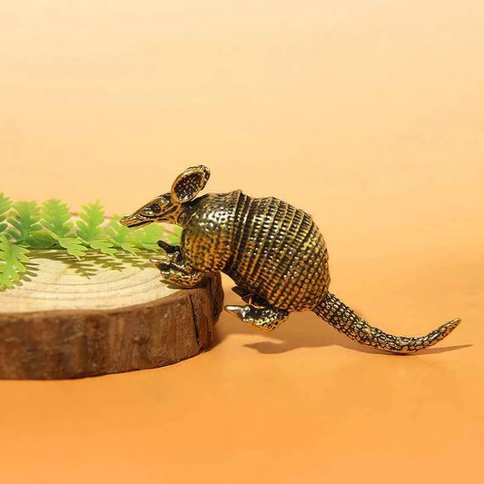 Antique Rat Opossum Brass Figurine for Home Office Decoration Vintage Tabletop Animal Art