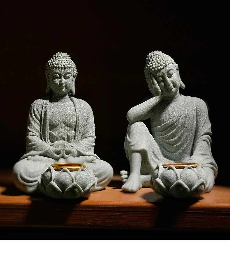 Household aromatherapy decorations new Chinese new ornaments living room Zen tea desktop crafts small sitting Buddha sculpture
