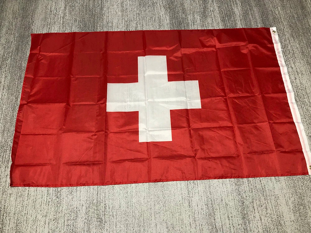 90X150cm Switzerland Flag Polyester 14x21cm swiss hand flag / string flag / desk flag 8x12cm Switzerland car flag for Decoration