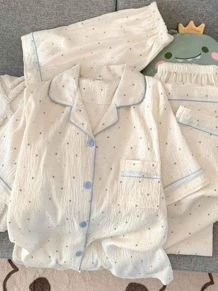 Cloud Cotton Spwear Women Summer Loose ort Sve Home Clothes Set Cute plus Size Comfortable Nightgown Tee Pieces