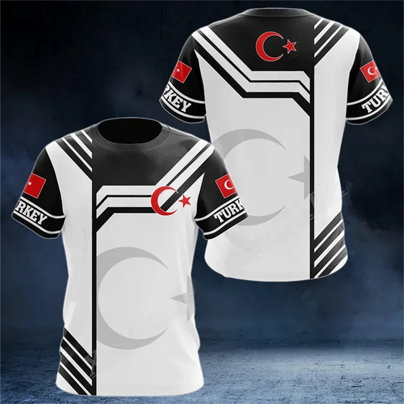 3D Printed Turkish Flag Pattern Men's T-Shirt National Pride Football Jersey Outdoor Sports Fitness Leisure Fashion Street Wear