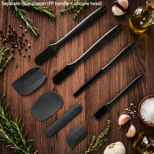 Silicone kitchenware 6-piece set, cream  scraper, spatula, oil brush, size scraper set baking tool，Non-integrated hand