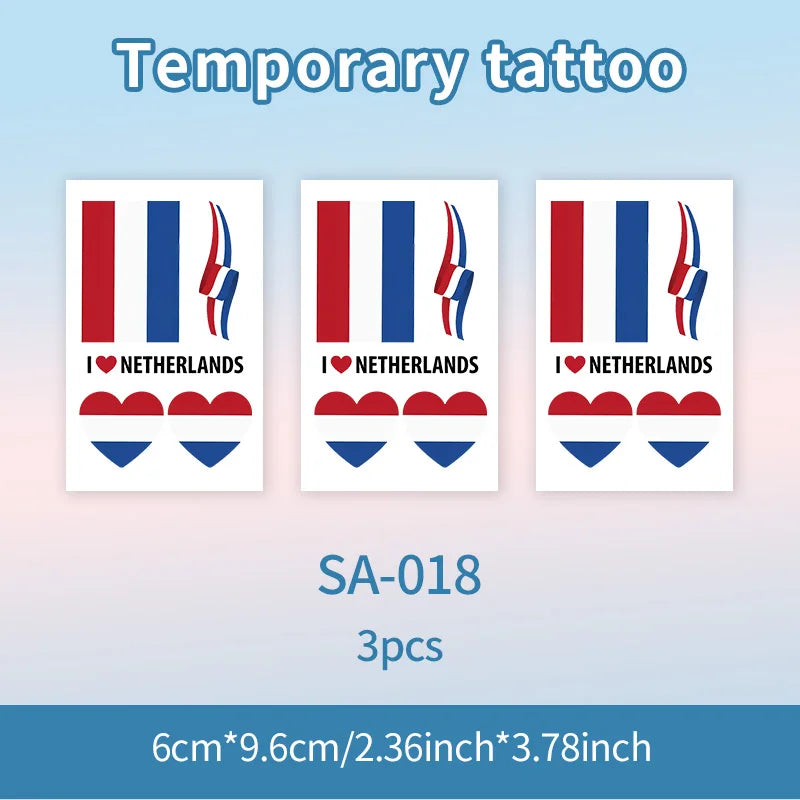 Netherlands Flag Temporary Tattoo Sticker, Long-lasting and Waterproof, Festival, Football, Soccer Fan Face Stickers, Arm, Face