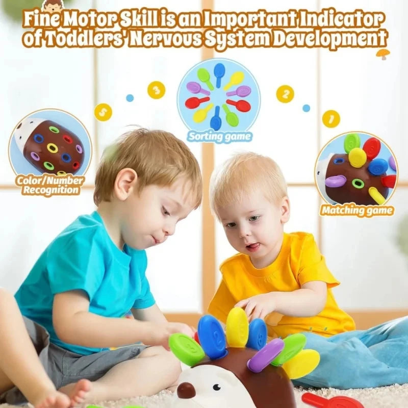 Sensory Hedgehog Toys Toddler Montessori Fine Motor Toys Baby Preschooler Educational Sensory Travel Toys for Age 1 2 3 4 Year
