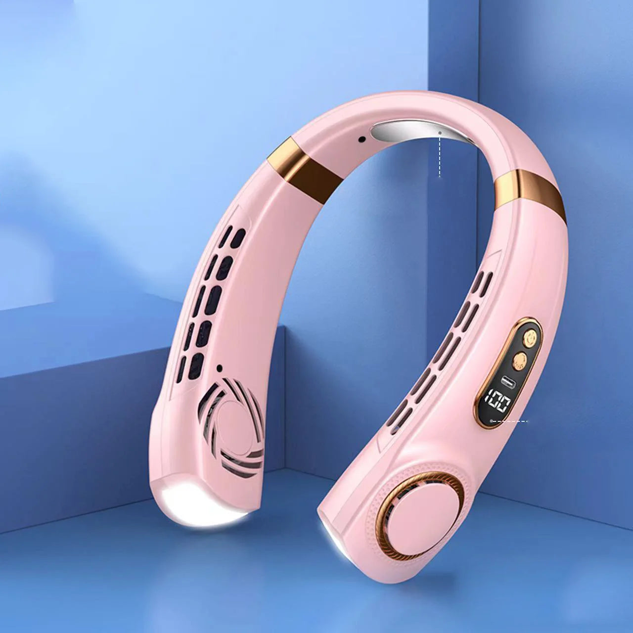 Neck Fan, Portable Bladeless Fan, 4000mAh Battery USB Rechargeable, LED Display, 360 °   Cooling Wearable Personal Fan, 3 Speeds
