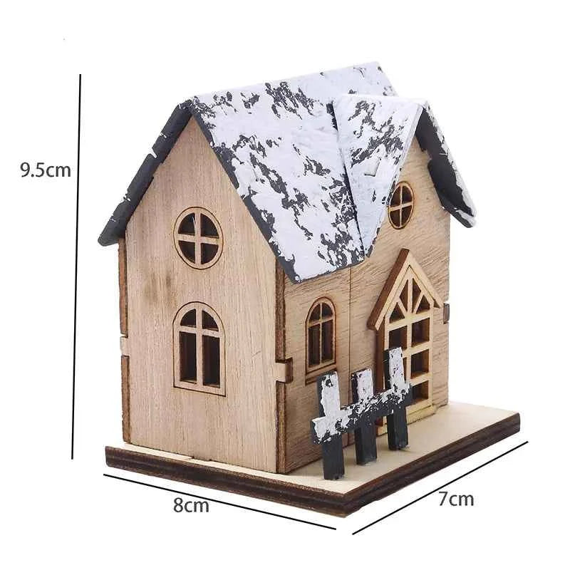 1pc Luminous Wooden House Ornaments, Christmas Decorations, Luminated LED Wooden Christmas Houses Christmas Tabletop Decorations