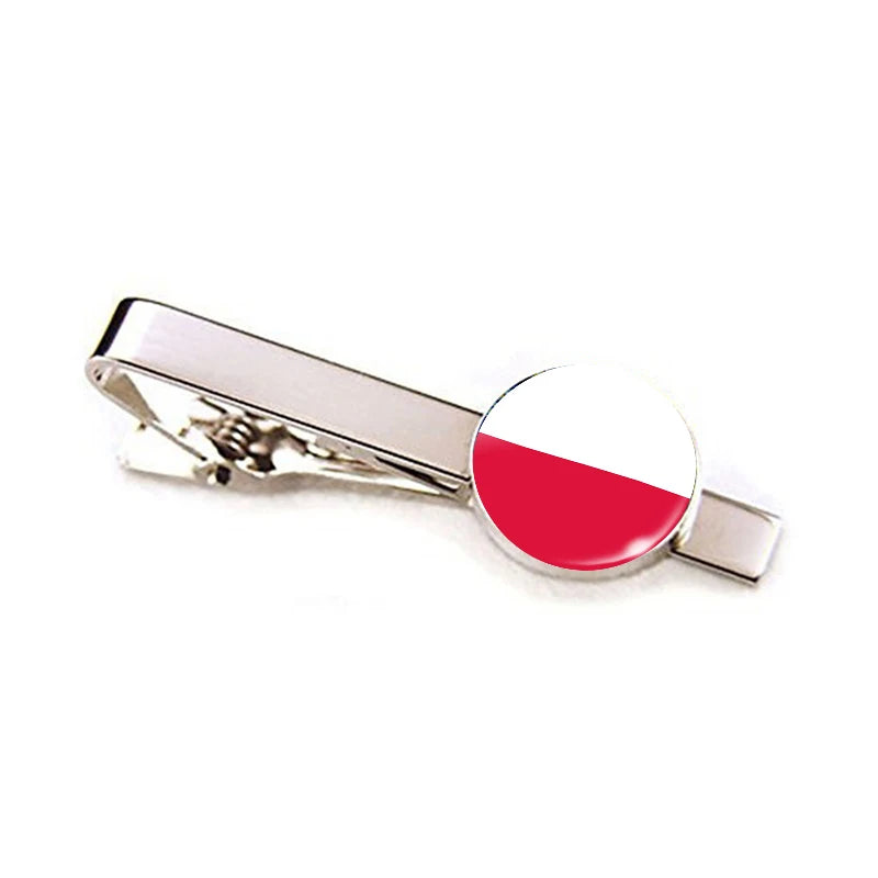 Europe Countries National Flag Tie Clips Men Fashion Metal Tie Bar Clip Spain UK France Italy Poland Flag Pins