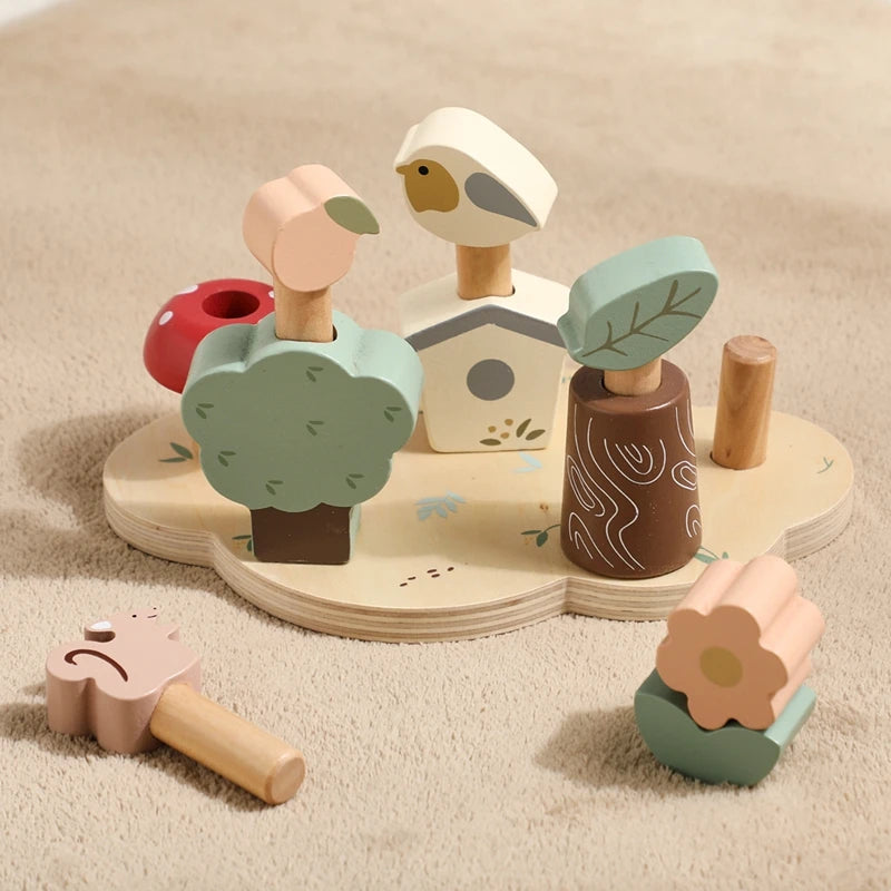 Kids Montessori Toys Color Wooden Bouncing Toys Baby Color Recognition Hand And Foot Coordination Toys Toddlers Block Game Gifts