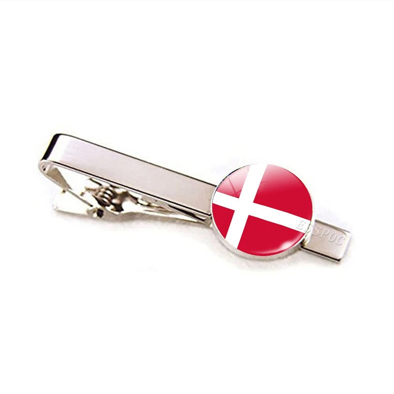 Europe Countries National Flag Tie Clips Men Fashion Metal Tie Bar Clip Spain UK France Italy Poland Flag Pins