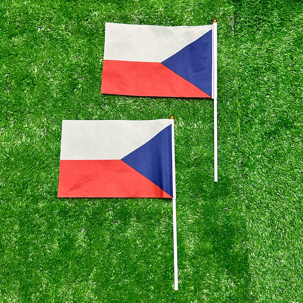 SKY FLAG Czech hand Flag 10/20/50/100pcs 21*14cm Czech Hand Waving Flags With plastic pole For Sports Activity Home Decor