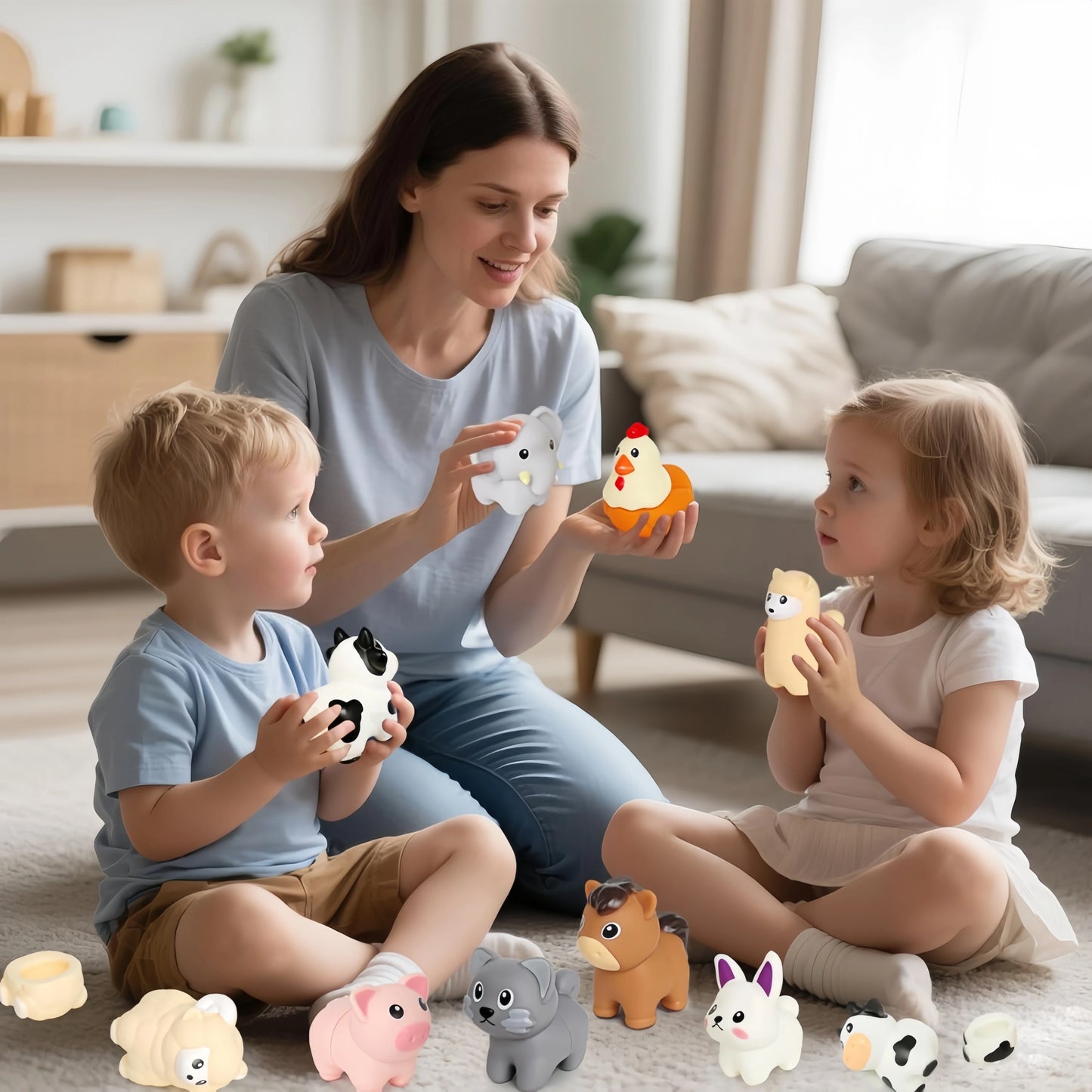 Toddler Toys,Montessori Preschool Learning Activities Animal Toy for Boys Girls,10 pcs Little People Animals Matching Games Fine