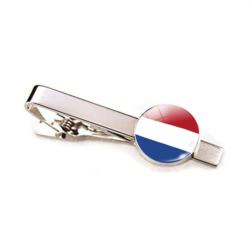 Europe Countries National Flag Tie Clips Men Fashion Metal Tie Bar Clip Spain UK France Italy Poland Flag Pins