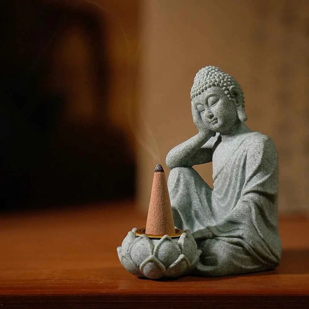 Household aromatherapy decorations new Chinese new ornaments living room Zen tea desktop crafts small sitting Buddha sculpture