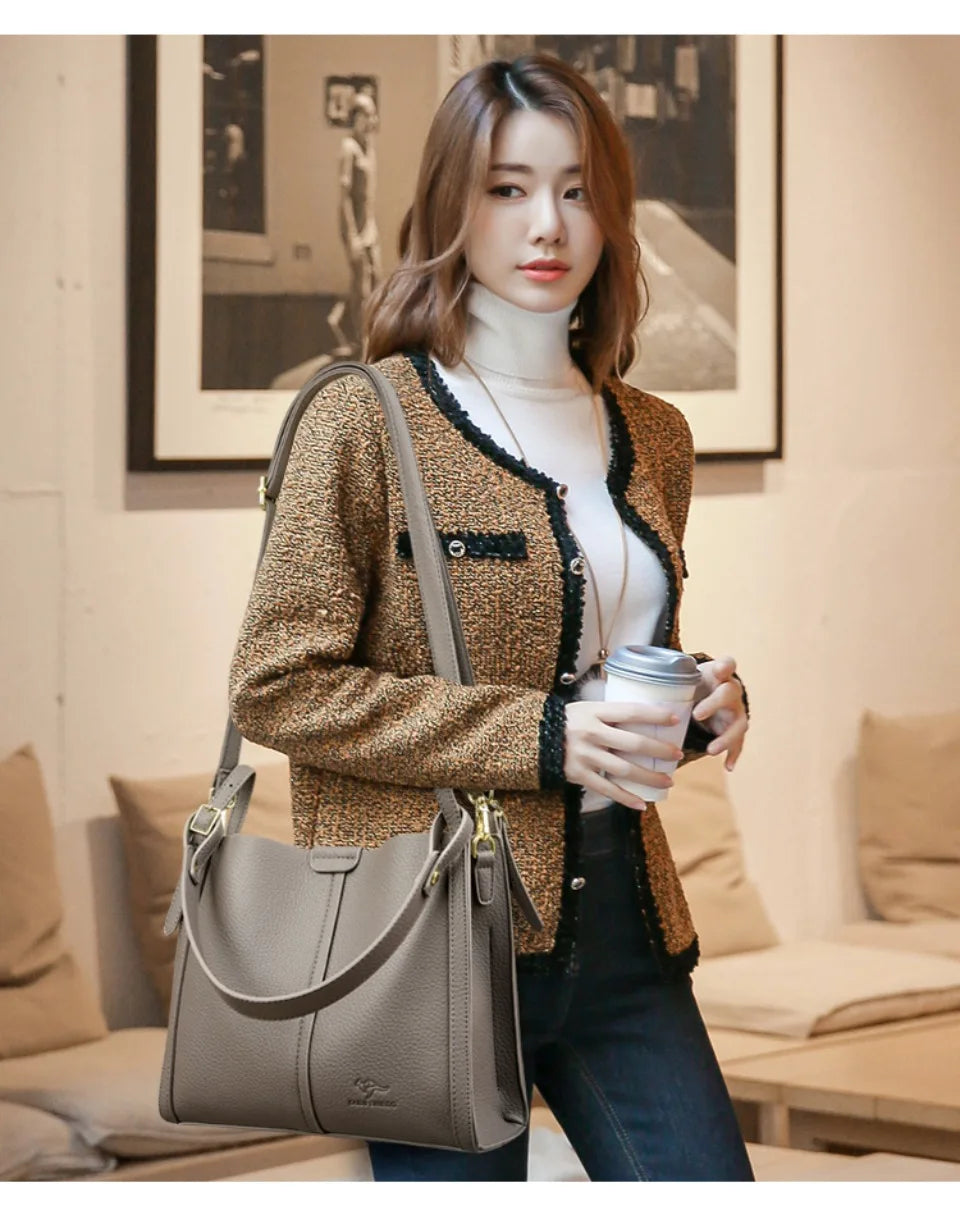 High Quality Pu Leather Purse Ladies Shoulder Crossbody Bag Medium Casual Tote Bag