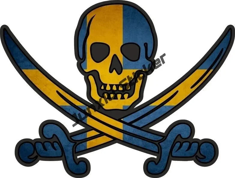 Sweden Flag Wings Creative Motorcycle Car Stickers Decal Anime Cute Accessories Swedish Air Force Decoration Glue Sticker