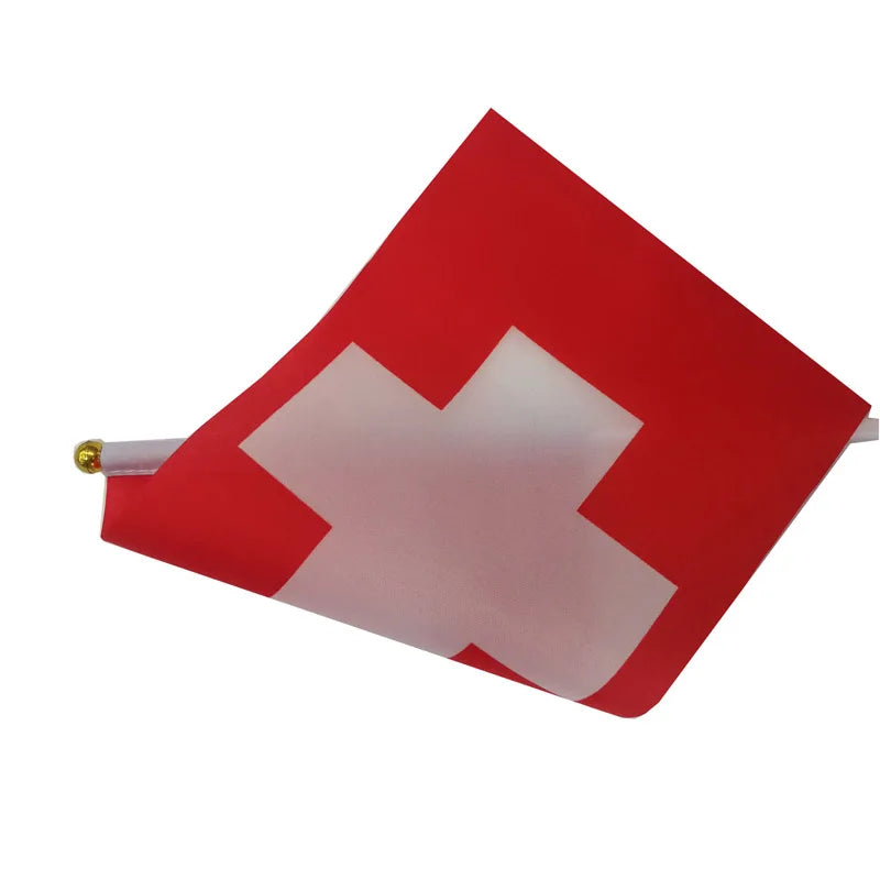 10 Pcs/lot Switzerland Hand Waving Flags 14x21cm Switzerland Flag Wholesale