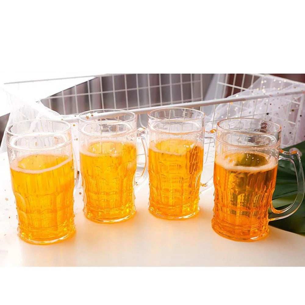 Creative Cool Double-layered Fake Beer Glass, Thickened Cup with Handgrip, Transparent Mugs, Teasing Supplies, 450ml