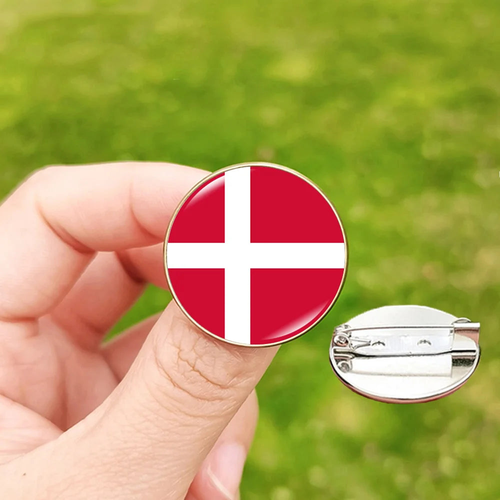 24 Football Flag Badge Pins Scotland Hungary Italy Croatia Spain Denmark England Serbia Romania Belgium Portugal Georgia Brooch