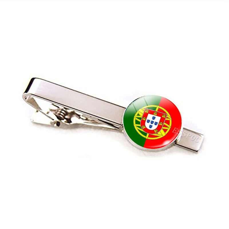 Europe Countries National Flag Tie Clips Men Fashion Metal Tie Bar Clip Spain UK France Italy Poland Flag Pins