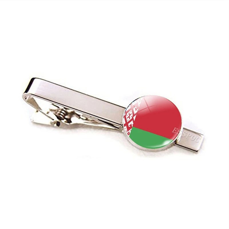 Europe Countries National Flag Tie Clips Men Fashion Metal Tie Bar Clip Spain UK France Italy Poland Flag Pins