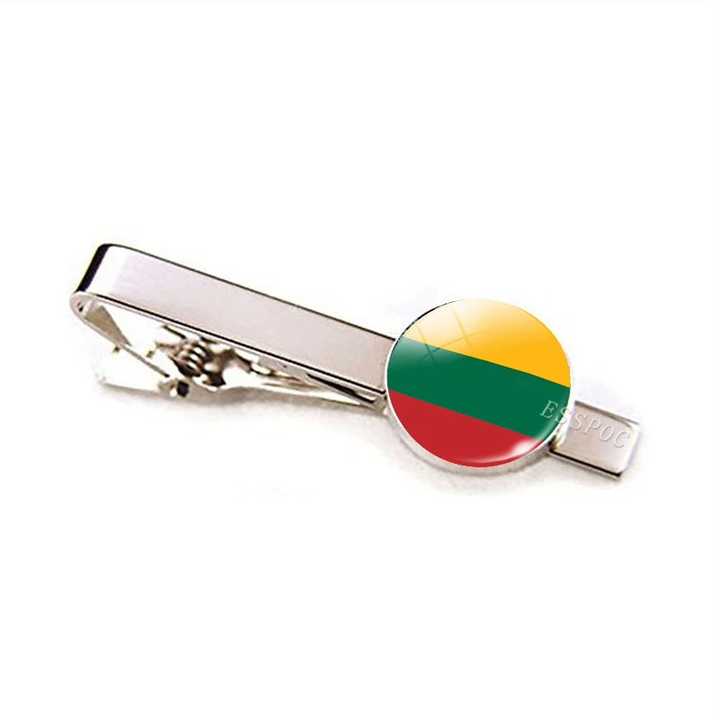 Europe Countries National Flag Tie Clips Men Fashion Metal Tie Bar Clip Spain UK France Italy Poland Flag Pins