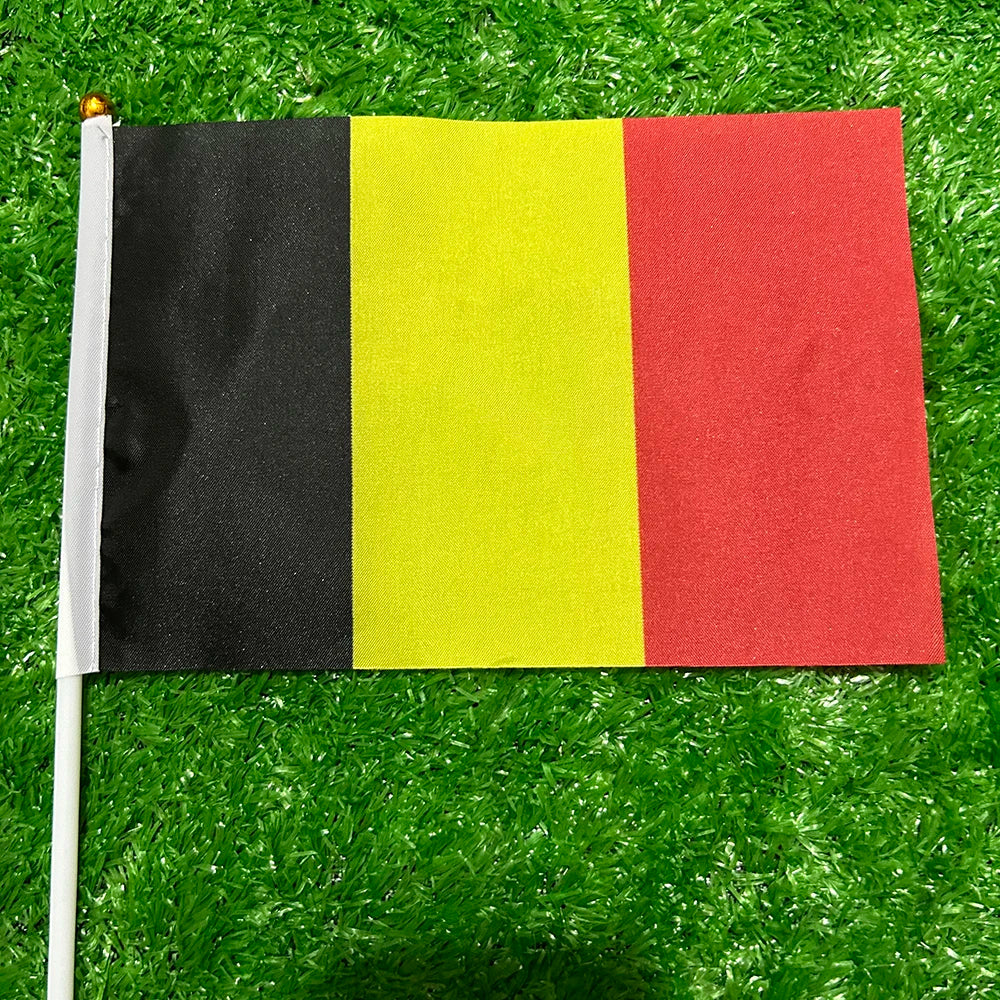 SKY FLAG Belgium hand flag 10/20/50/100pcs 14 * 21cm Promotion Small belgium Waving National banner For Sports Activity