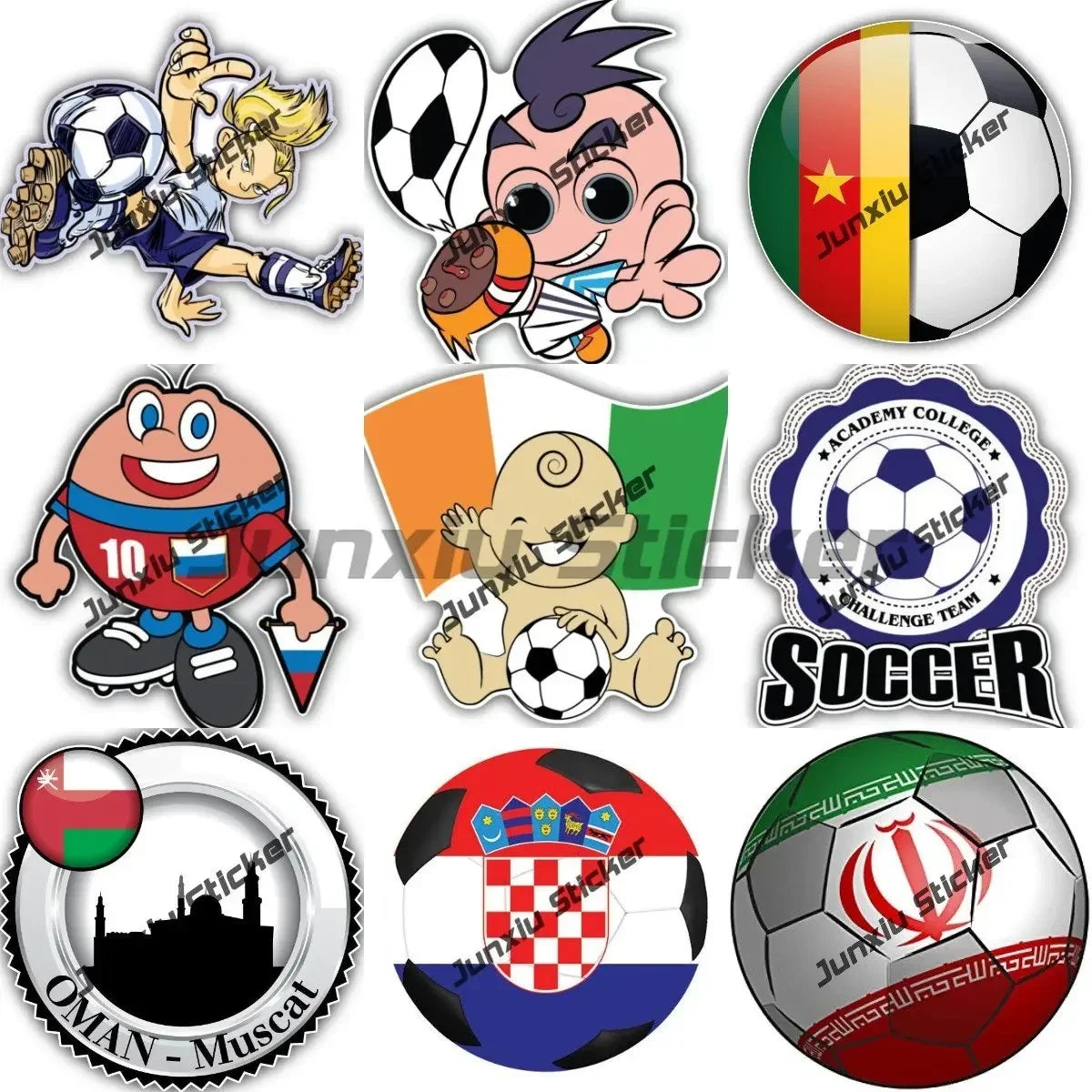 Flag Soccer Club Fan Girl Sticker Cartoon Funny Flag Soccer College Sport Decal Stickers for Cars Helmet Motorcycle Stickers