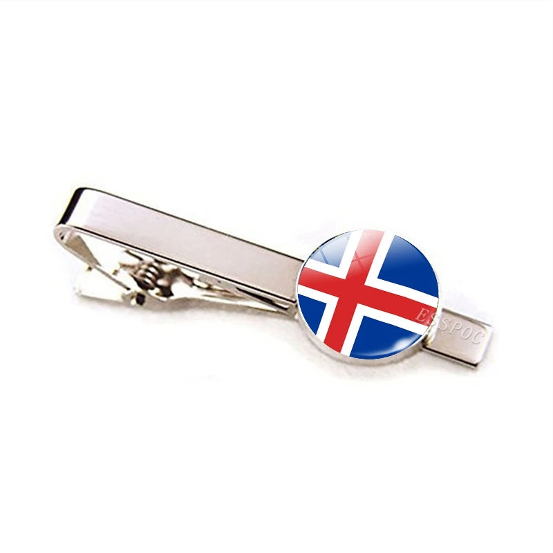 Europe Countries National Flag Tie Clips Men Fashion Metal Tie Bar Clip Spain UK France Italy Poland Flag Pins