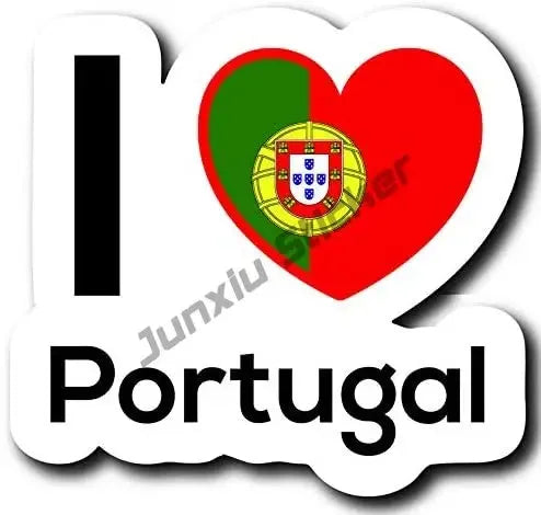 Love Portugal Flag Decal Sticker Portuguese Football Patriotic Stickers Home Pride Travel Car Truck Van Bumper Window Car Decal