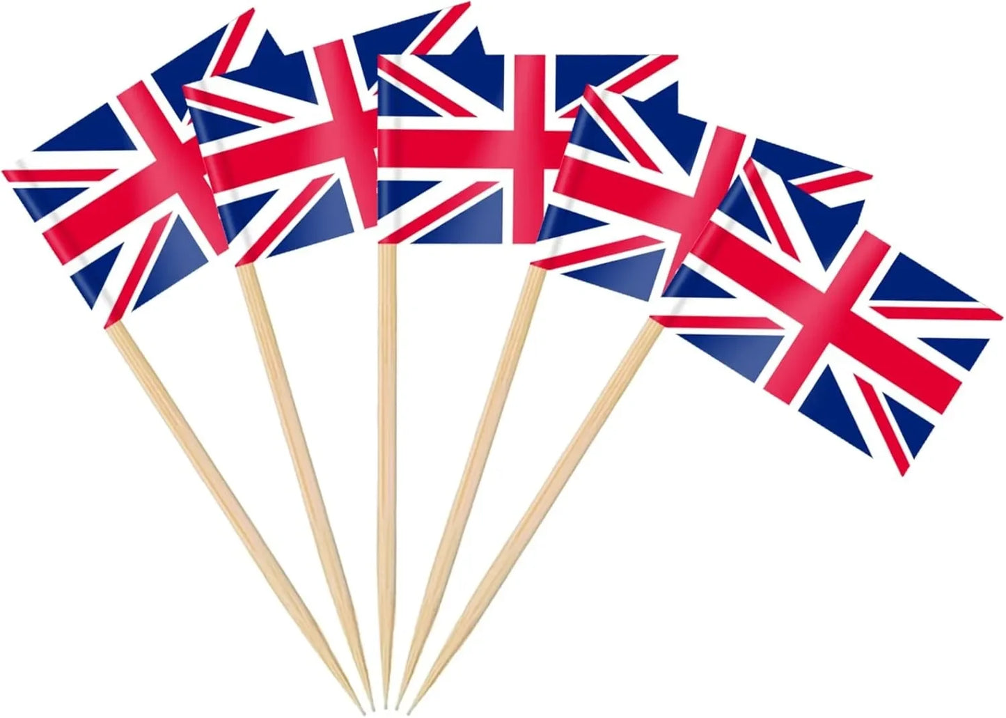 England Flag Toothpick,100 Pcs England Cupcake Toppers, Small England Stick Flags Double-sided for Football Party Decorations