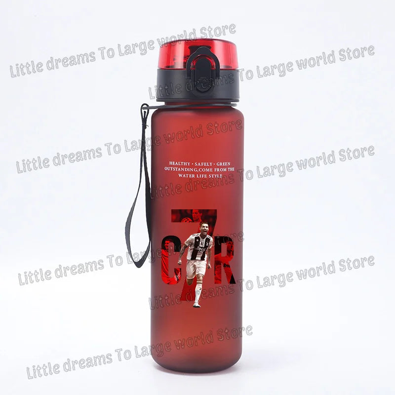 Football Cristiano Ronaldo Water Cup Portable 650ml Large Capacity Sports Plastic Drinking Bottle with Handle for Children Adult